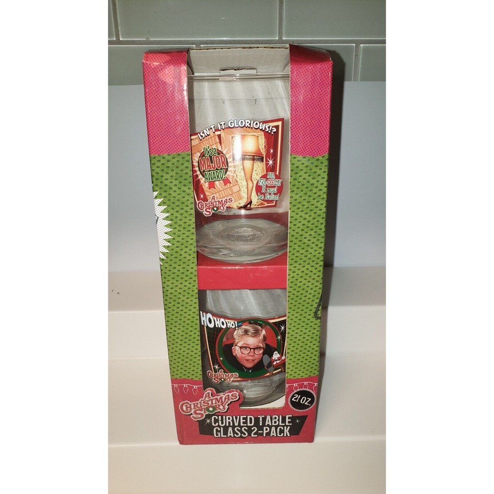 Holiday Drinking Glass Set: A Christmas Story 21 oz Curved Table Glasses 2-Pack